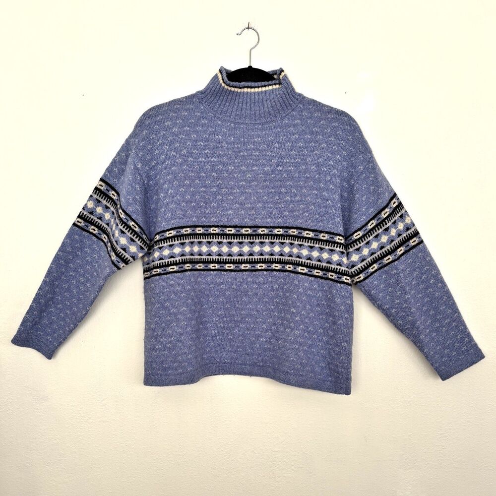 Paris Sports Club Mens Shetland Wool Sweater Size XL Nordic Vintage Ski Preppy